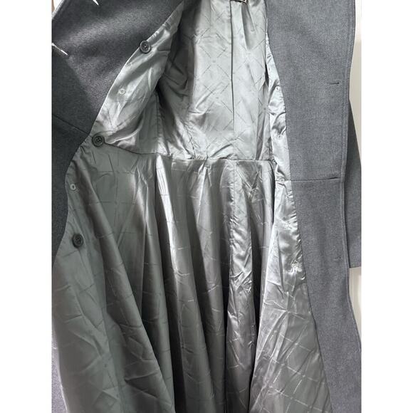 Elisabetta Franchi Double Breasted Gray Wool Trench Coat Size 40 - Picture 9 of 16